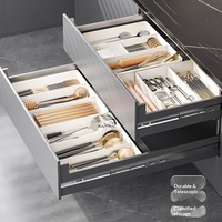 Boîte de rangement de bureau extensible de style nordique avec compartiments intégrés, taille moyenne, pour couteaux, fourchettes et couverts