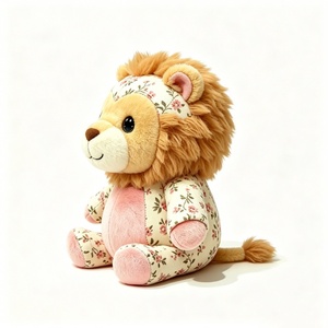 Lindo león de peluche personalizado, león de peluche con diseño de patchwork, león de peluche sentado, león de peluche rosa. - Product Image 5