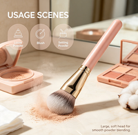 Pinceau de maquillage à tête ronde en poils synthétiques doux, pour anticernes, poudre, blush et bronzer, fabrication OEM ODM sur mesure