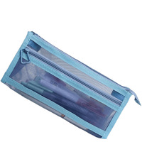 Morandi grande capacité Nylon Transparent écologique papeterie sac à fermeture éclair Double couche maille crayon stockage étudiant cadeau sac