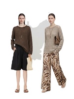 Cardigan en lin style Old Money à col rond et manches longues, tricot fin ajouré au crochet, coupe ample, idéal pour la climatisation