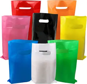 Customized sturdy and durable gift candy party shopping grocery handheld die-cut pe colorful plastic bag