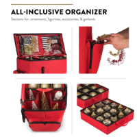 Boîte de rangement ajustable pour décorations de Noël avec séparateurs, capacité de 73 décorations, fermeture éclair, pratique