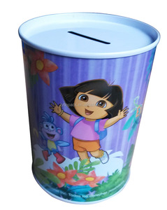 Girl's Pink Round <strong>Tin</strong> <strong>Money</strong> Saving <strong>Box</strong> - Product Image 2