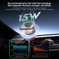 Chargeur de voiture sans fil magnétique 15W |   Refroidissement TEC Flexible |   360 °   Rotule universelle |   Support de ventilation rotatif à un bouton T16