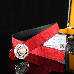 Cinturón de Piel de Cocodrilo de Lujo para Hombre, Hebilla de Plata de Ley 925, Estilo Formal de Diseñador, Transpirable y Duradero - Product Image 3