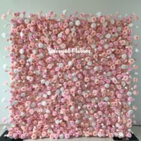 Fabrik Großhandel Roll up Pink Flower Wall Hintergrund 8ft X 8ft Hochwertige künstliche rosa Blumen Hochzeits dekoration Wand
