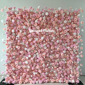 Оптовая Продажа с фабрики, Фотофон с розовыми цветами, 8 х8 футов, высокое качество, искусственные розовые цветы, свадебные украшения, стены - Product Image 4