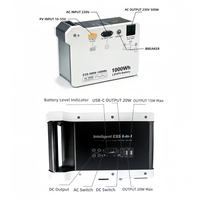 Système de stockage d'énergie domestique tout-en-un 500W 1KWh, batterie LiFePO4, alimentation de secours, station d'alimentation portable, charge solaire