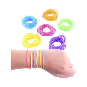 <span class=keywords><strong>80s</strong></span> Retro Rock Pop Star Neon Gel Pulseras Rainbow Diva Disco Jelly Colorido Surtido Fiesta Decoraciones Juguete - Product Image 1