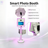 Photomaton de fête en métal avec écran tactile 15,6 pouces, ventilateur de refroidissement RGB étanche, imprimante en libre-service, caméra, capacité 200 kg, 15 personnes