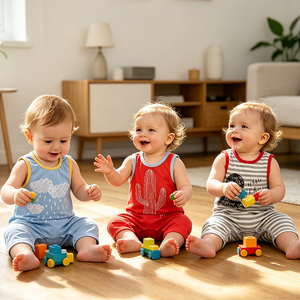 Vestiti per Neonati e Bambini, Tutina in Cotone Estiva Senza Maniche, Chiusura con Bottoni, 6-18 <span class=keywords><strong>Mesi</strong></span>, <span class=keywords><strong>Abbigliamento</strong></span> per Neonati - Product Image 1