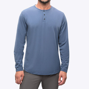 เสื้อยืดผ้าฝ้ายพิมพ์ลาย <span class=keywords><strong>Moonshadow</strong></span> โลโก้ที่กำหนดเองแขนยาวเฮนลีย์โค้ง - Product Image 4