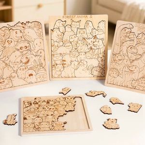 Puzzle de pièces irrégulières stimulant, créatures marines, animaux de la forêt, découpe au laser, puzzles en bois uniques - Product Image 5
