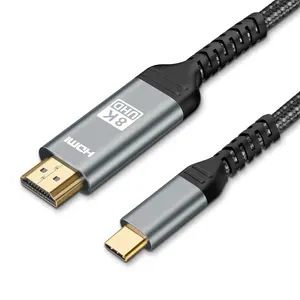 USB C 3,1 a cable HDMI 8k @ 60Hz tipo C a HDMI 4K @ 144Hz cable trenzado de nylon de alta calidad