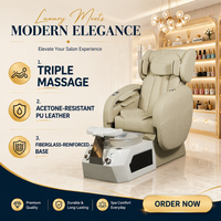Fauteuil de pédicure de luxe Healthtec tout-en-un en cuir PU anti-acétone pour salon de manucure