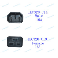 Adaptateur secteur IEC 320 C14 vers C19, convertisseur secteur IEC 15A vers 10A, 16A vers 10A, connecteur d'alimentation C19 16A vers C14 10A pour PUD UPS
