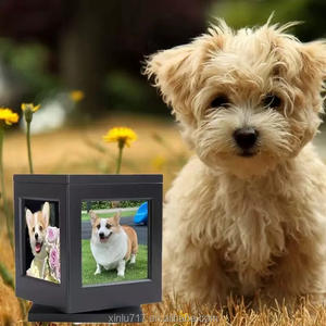 שחור הנצחה מודרני לחיות מחמד אדרת קופסת זיכרון עבור כלבים וחתולים אפר תיבת מזכרת - Product Image 4