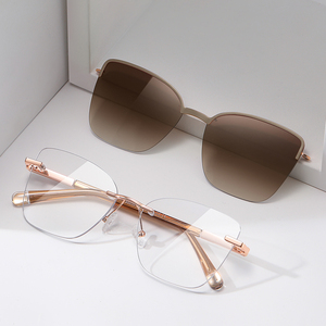 MS 85010 Gafas de Mujer TR90+Metal Estilo Ojo de Gato Sin Montura con <span class=keywords><strong>Clip</strong></span> Magnético y <span class=keywords><strong>Lentes</strong></span> TAC de Armazón Rectangular - Product Image 1