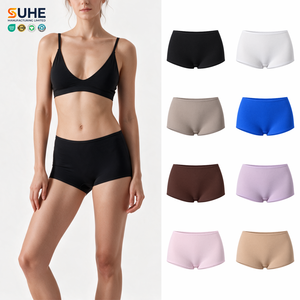 Braguitas sin Costuras de Tiro Medio para Mujer SUHE, Color Lila Claro, 76% Nailon, 24% Elastano, Ropa Interior Tejida - Product Image 1