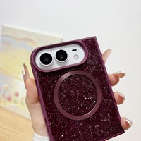 Étui de téléphone portable magnétique de luxe de haute qualité avec paillettes pour iPhone Duo avec protection antichoc et protection de l'appareil photo