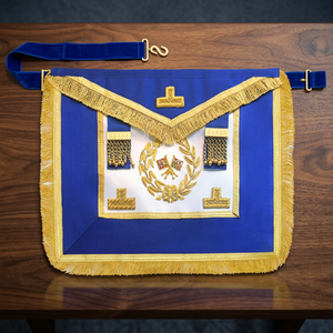 M Aslam Regalia Masonic Grand Officers Full Dress White Premium Leather Hand Embroidered Nail Bead 120g Fabric - Product Image 3