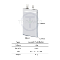 Batería de Iones de Litio TPENERGY Anode Li-Metal 3.8V 10Ah 11Ah 12Ah 15Ah 17Ah 20Ah 500Wh/kg NMC en Paquete Flexible para Drones