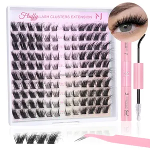 Wholesale Natural DIY Lash Extensions CD Curl Cluster Eyelash Extensions Cat Eye Left+Right Cluster Eyelashes Lashes Wispy Kit