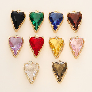 Crystal Heart Pendant Charms Gold Plated Bezel Set DIY Jewelry Accessories For Earrings <b>Bracelet</b> Necklace Unisex Everyday Wear - Product Image 5