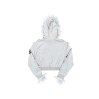 Blouson moto court à capuche pour homme, coupe-vent, chauffant, style hip-hop, avec imprimé hérautique, empiècements effilochés, en polyester/coton et col en fourrure, pour l'hiver