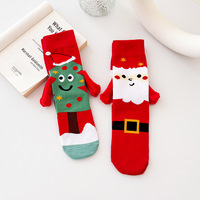 Tenir la main chaussettes élastique aimant main chaussettes dessin animé confortable coton mi-mollet chaussettes drôle cadeau pour le nouvel an noël
