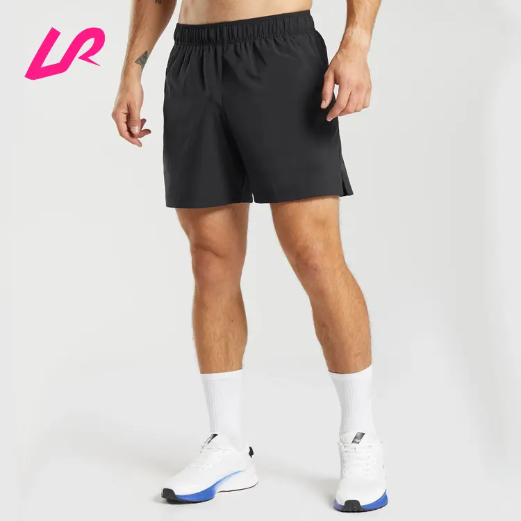 Shorts esportivos masculinos de secagem rápida, shorts de fitness respiráveis com bolso com zíper, shorts justos para corrida e academia