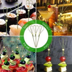 Spiedini <span class=keywords><strong>di</strong></span> Bambù Neri a Forma <span class=keywords><strong>di</strong></span> Cuore, Ecologici e Moderni, Design a Cuore Intrecciato per Antipasti, Confezione Personalizzabile - Product Image 6