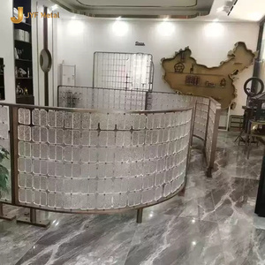 C412 New Arrival Luxury 304 Stainless Steel Crystal Glass Curved <b>Screen</b> Partition Room Divider Lobby Seat Restaurant Booth - Product Image 3