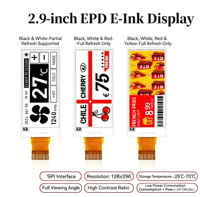Module d'affichage E-Ink Waveshare 2,9 pouces, trois couleurs (rouge/noir/blanc), papier électronique, prend en charge la mise à jour partielle, interface SPI, 296x128