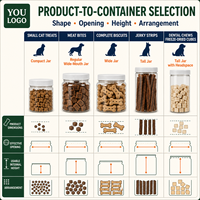 Pot en plastique transparent personnalisé en PET pour friandises pour animaux de compagnie, avec couvercle adhésif et étiquette, vente en gros, qualité alimentaire, pour chiens et chats