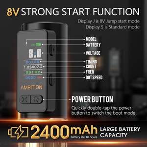 Ambition Soldier Max 2400mAh Système de double roulement à entraînement direct Machine à tatouer professionnelle sans fil Stylo pour artistes Body Art - Product Image 4