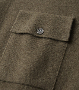 Suéter de lana tejido para <span class=keywords><strong>hombre</strong></span>, de Invierno, de Mongolia Interior, venta al por mayor de fábrica, logotipo personalizado, color sólido, cárdigan de lana gruesa con bolsillos - Product Image 3
