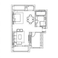Visualisation architecturale postmoderne photoréaliste, plan d'étage, rendu 3D, design d'intérieur commercial, chambre à coucher, salle de bain