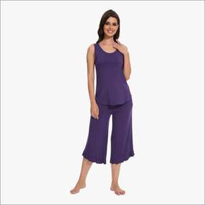 Adult Sleepwear <b>Pajama</b> Set Bamboo Casual Woman High Quality Women Cotton Tank Top LoungeWear Women Sets - Product Image 3