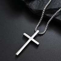 Nouveau collier pendentif croix en acier inoxydable pour hommes et femmes, bijoux minimalistes, colliers et ras-de-cou unisexes couleur argent