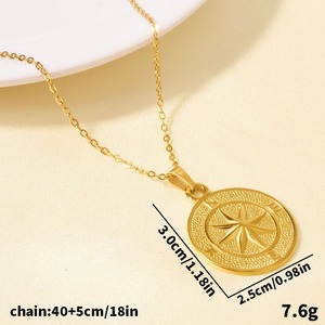 सोना 304 स्टेनलेस स्टील कंपास हार नॉटिकल नेविगेशन स्टार पदक लिंक चेन - Product Image 5