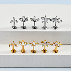 Pendiente de Cartílago de Oreja de 16G, Nuevo, de Acero Inoxidable con Zirconia, Tipo Corona, con Rosca Interna, Joyería para <span class=keywords><strong>Piercing</strong></span> Corporal - Product Image 4