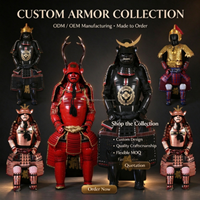 Armure de samouraï japonaise dorée faite à la main, entièrement portable, avec casque Kabuto, pour exposition muséale, cosplay et collection.