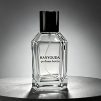 Flacon de parfum en verre carré à facettes biseautées de 30 ml, 80 ml, 100 ml, avec bouchon noir, gravure personnalisée, flacon vide rechargeable avec vaporisateur
