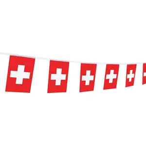 Switzerland Flag Swiss Flag Custom String Bunting Pennant Flag for Festival Party Bar Sport Club Decoration 2024