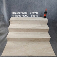 Carreaux de porcelaine polis pour marches d'escalier 600x600 470x1200mm, aspect marbre brillant, avec rainures antidérapantes, usine de Foshan