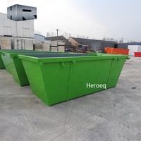 Bac à déchets mobile extérieur de 6 m3, robuste, design moderne, en acier vert, bac à déchets de chantier avec prix compétitif