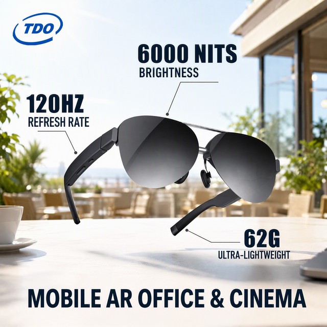 3DoF 62g Smart Glasses 1080P 120Hz Micro OLED Display 6000nits Birdbath HMD for Cinema/gaming/Remote Guidance with CE FCC RoHS