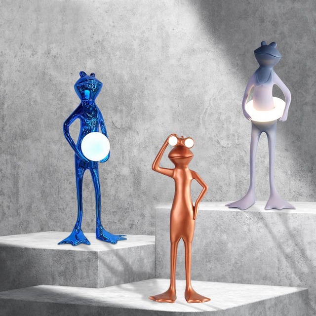 Living Room Light Standing Floor Lamps Restaurant Home Decor Modern Frogs Sculpture Resin Led Table Lamp